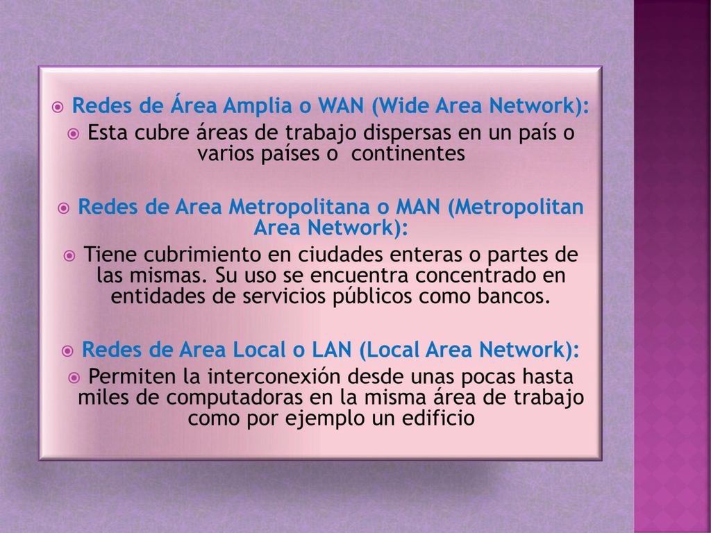 Redes de Área Amplia o WAN (Wide Area Network):