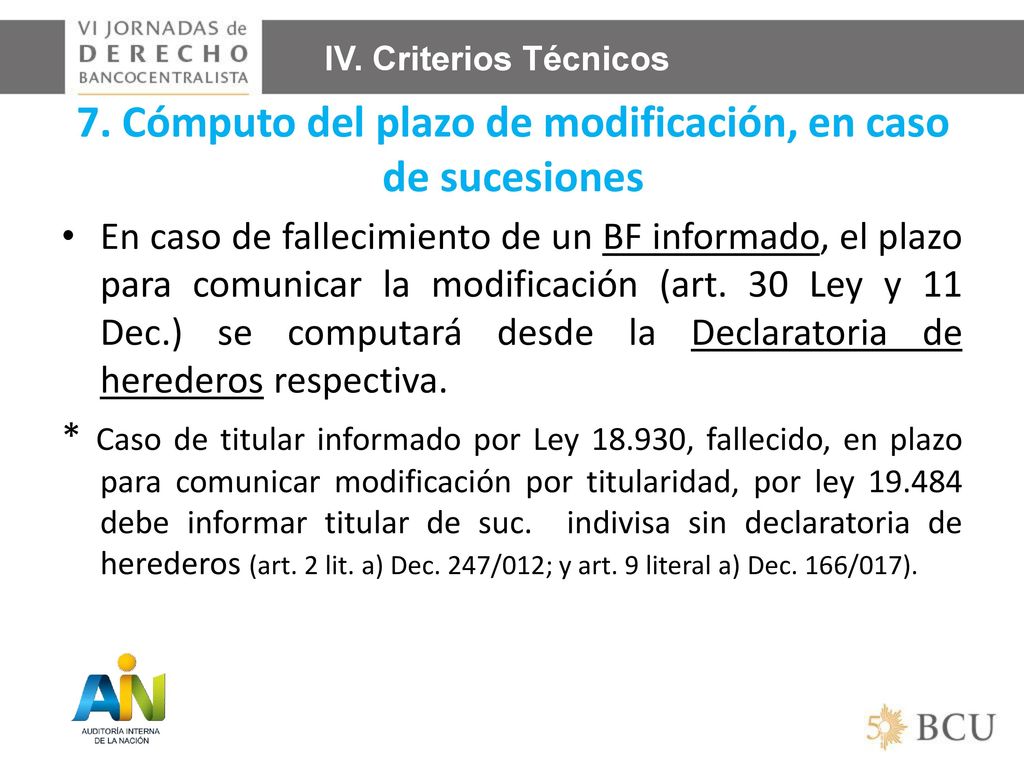 7. Cómputo del plazo de modificación, en caso de sucesiones