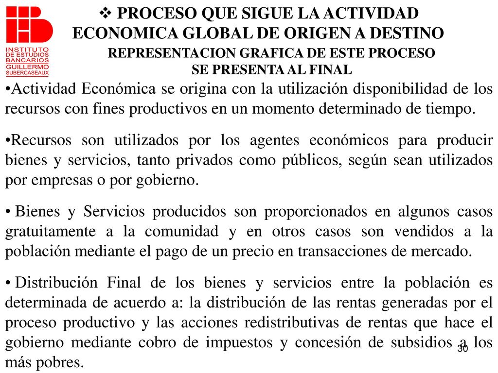 PROCESO QUE SIGUE LA ACTIVIDAD ECONOMICA GLOBAL DE ORIGEN A DESTINO