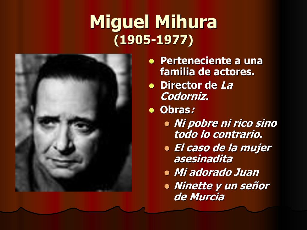 Miguel Mihura ( ) Perteneciente a una familia de actores.