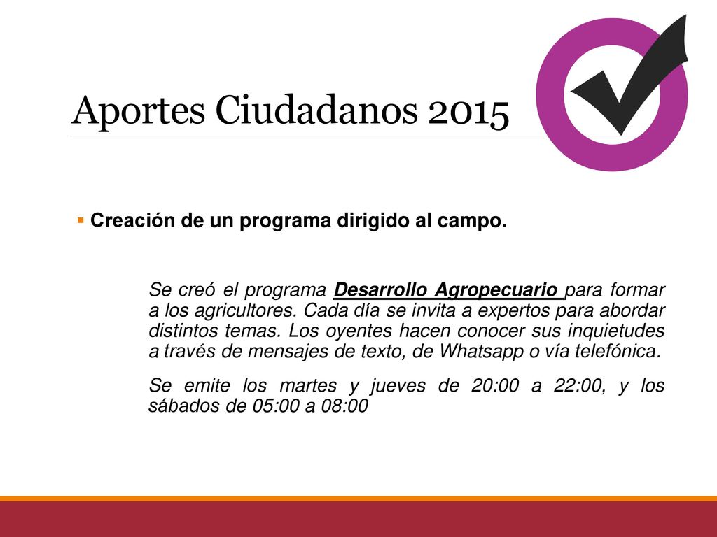 Aportes Ciudadanos 2015 Creación de un programa dirigido al campo.