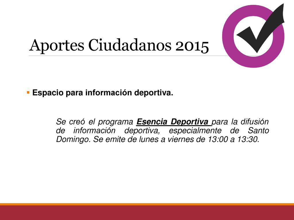 Aportes Ciudadanos 2015 Espacio para información deportiva.