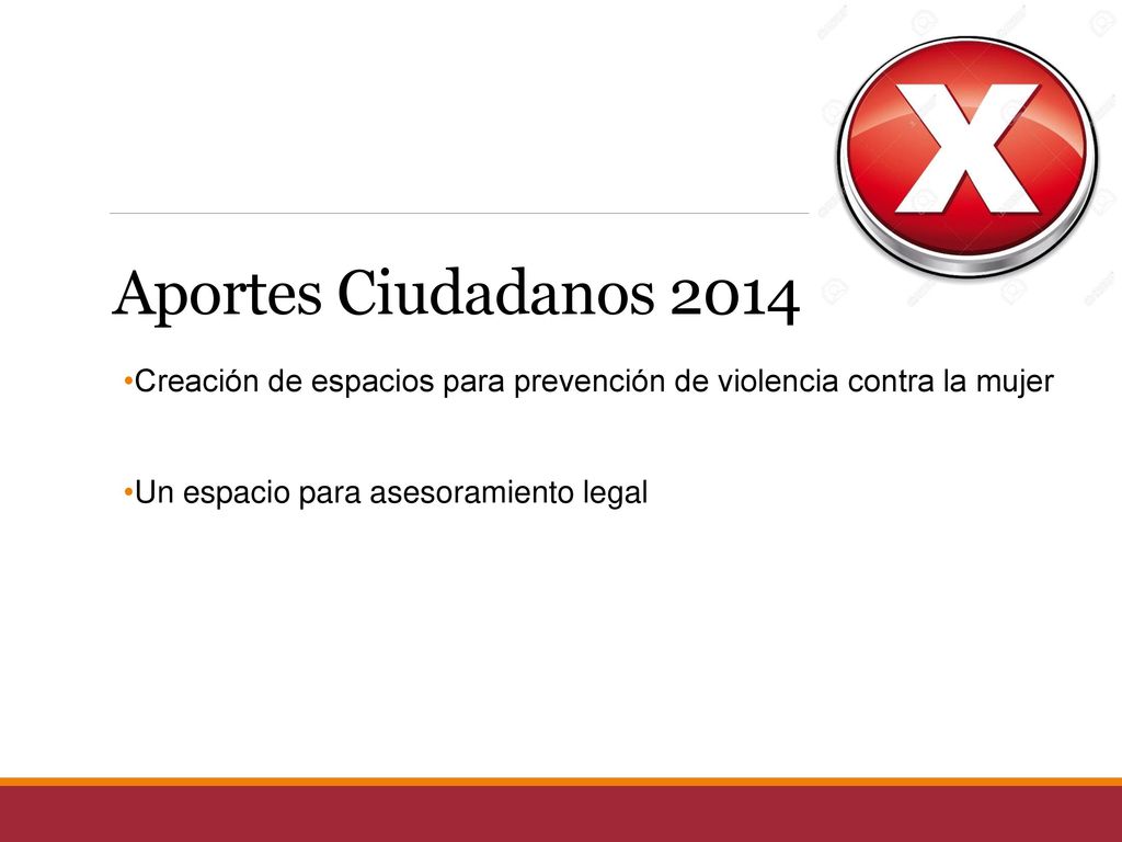 Aportes Ciudadanos 2014 Creación de espacios para prevención de violencia contra la mujer.