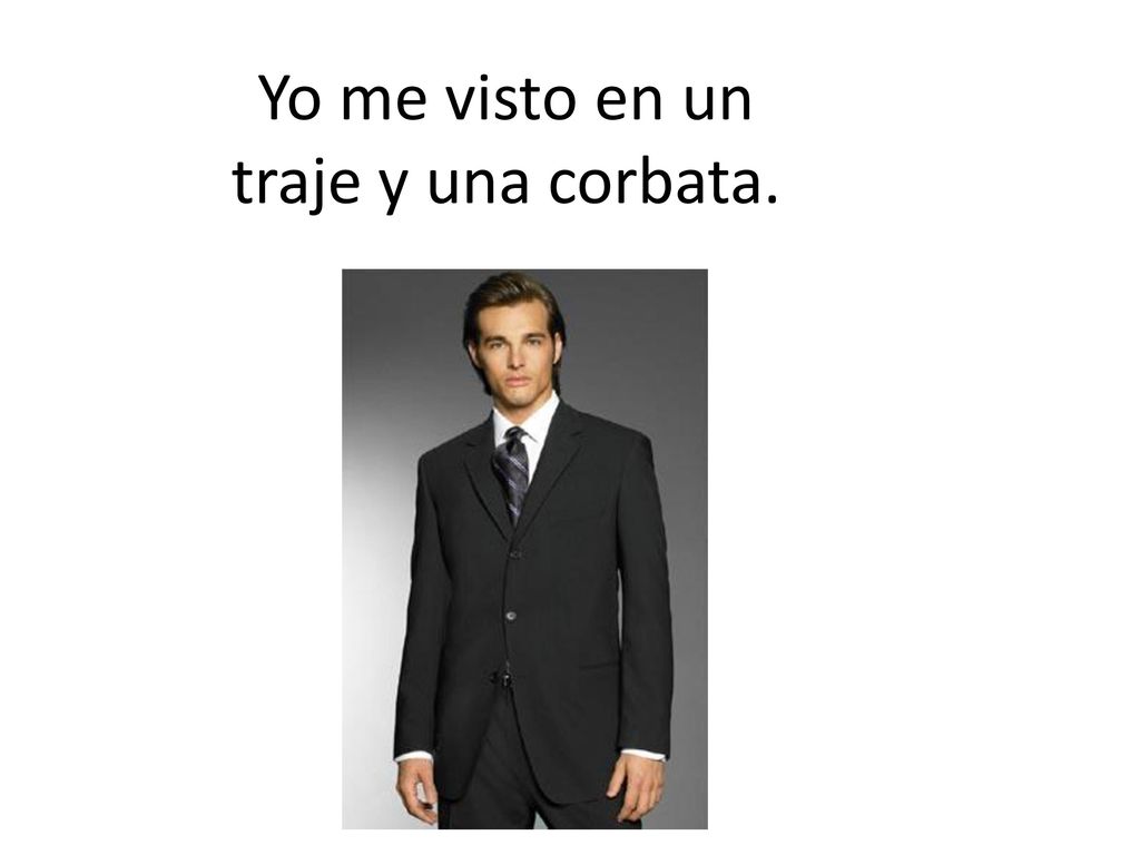 Yo me visto en un traje y una corbata.