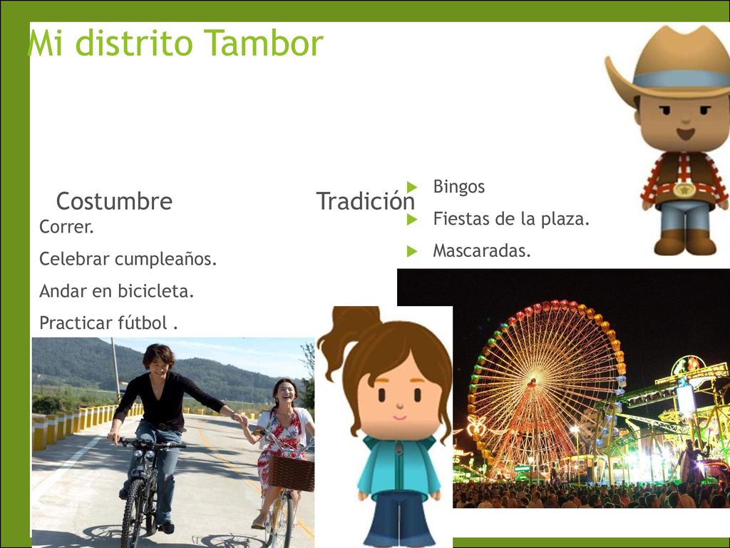 ¿Qué pasa aquí Mi distrito Tambor Costumbre Tradición Bingos