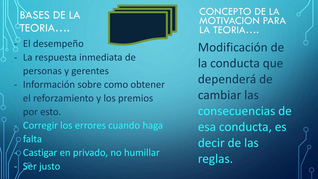 BASES DE LA TEORIA…. CONCEPTO DE LA MOTIVACION PARA LA TEORIA…. El desempeño. La respuesta inmediata de personas y gerentes.