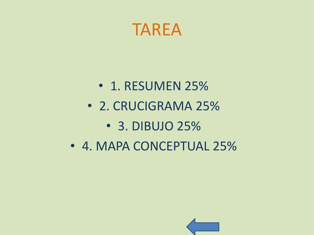 TAREA 1. RESUMEN 25% 2. CRUCIGRAMA 25% 3. DIBUJO 25%