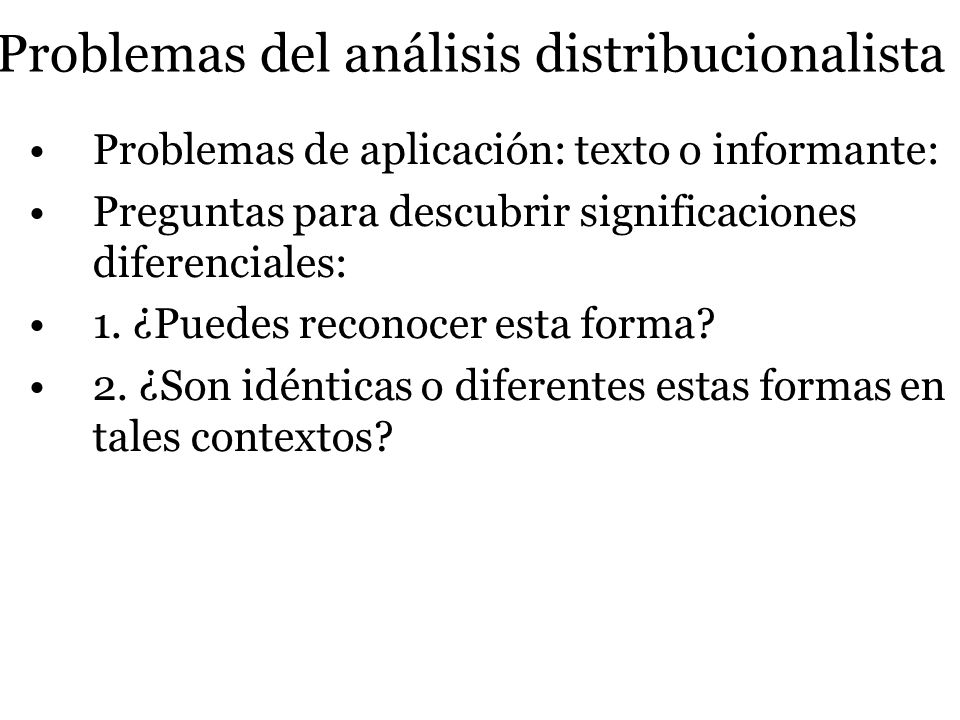 Problemas del análisis distribucionalista