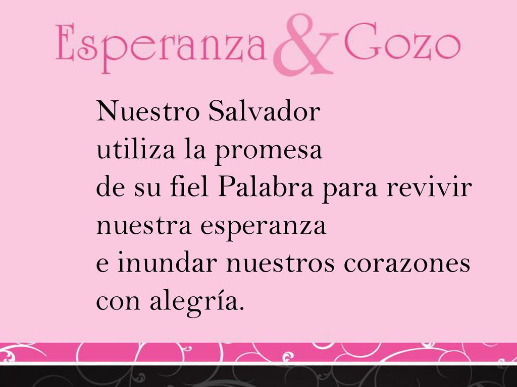 Nuestro Salvador utiliza la promesa de su fiel Palabra para revivir nuestra esperanza e inundar nuestros corazones con alegría.