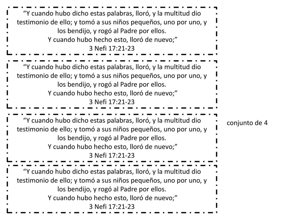 Y cuando hubo hecho esto, lloró de nuevo; 3 Nefi 17:21-23