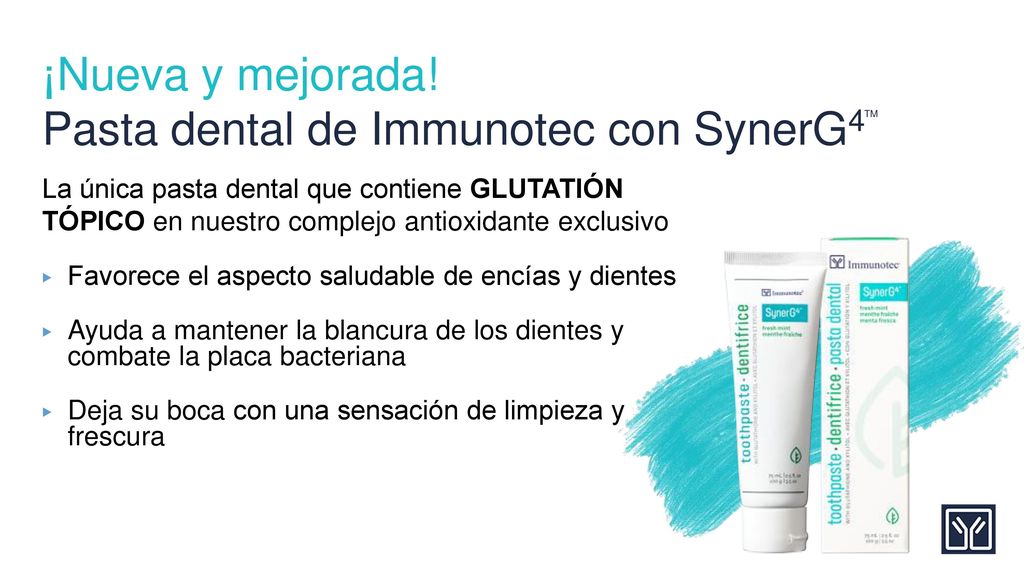 ¡Nueva y mejorada! Pasta dental de Immunotec con SynerG4