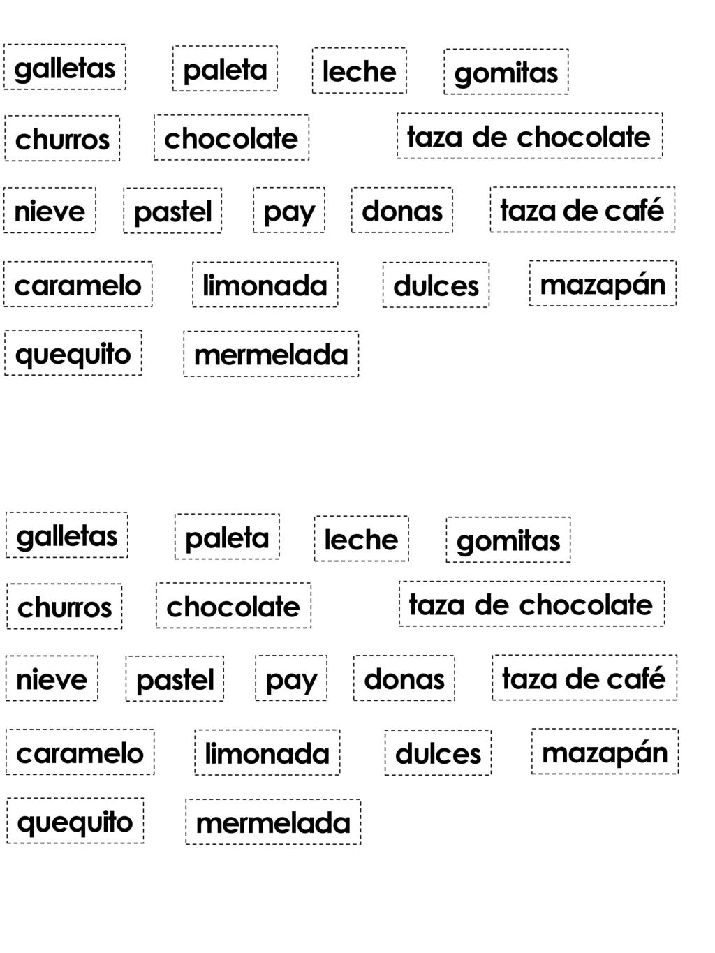 galletas paleta. leche. gomitas. churros. chocolate. taza de chocolate. nieve. pastel. pay.