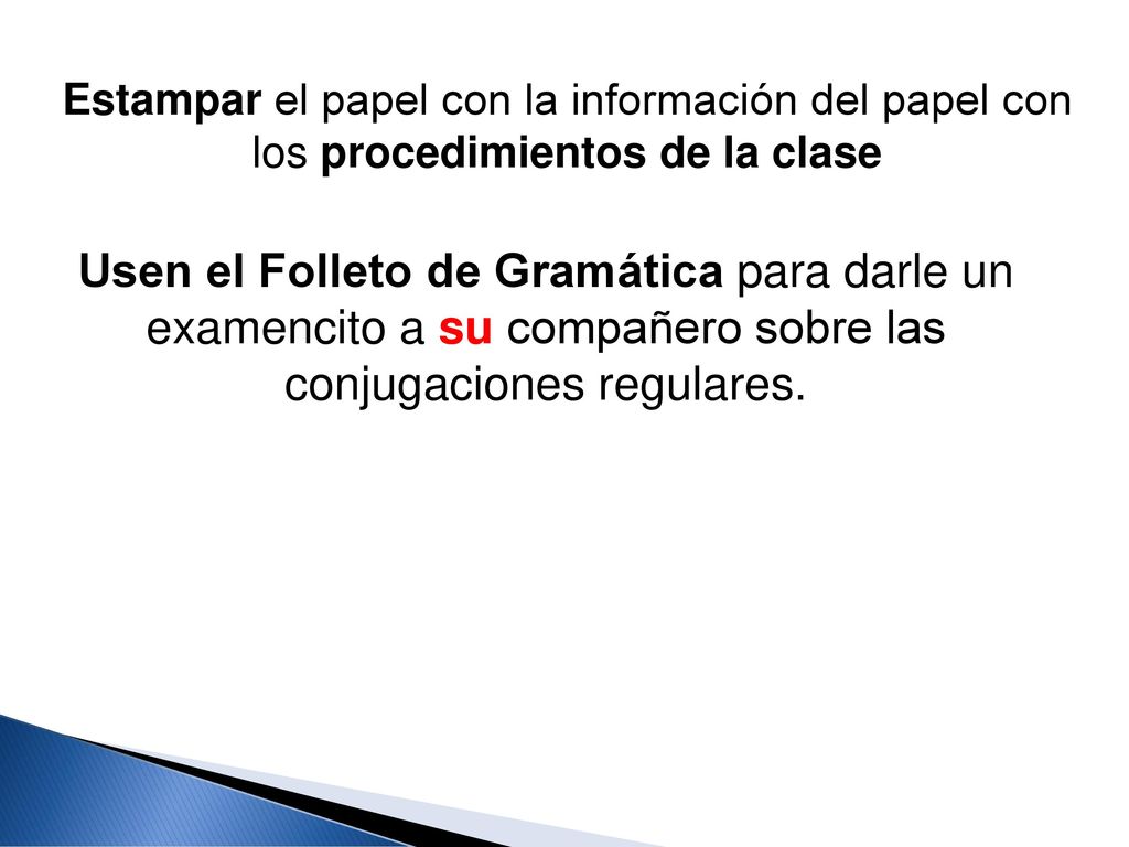 Estampar el papel con la información del papel con los procedimientos de la clase