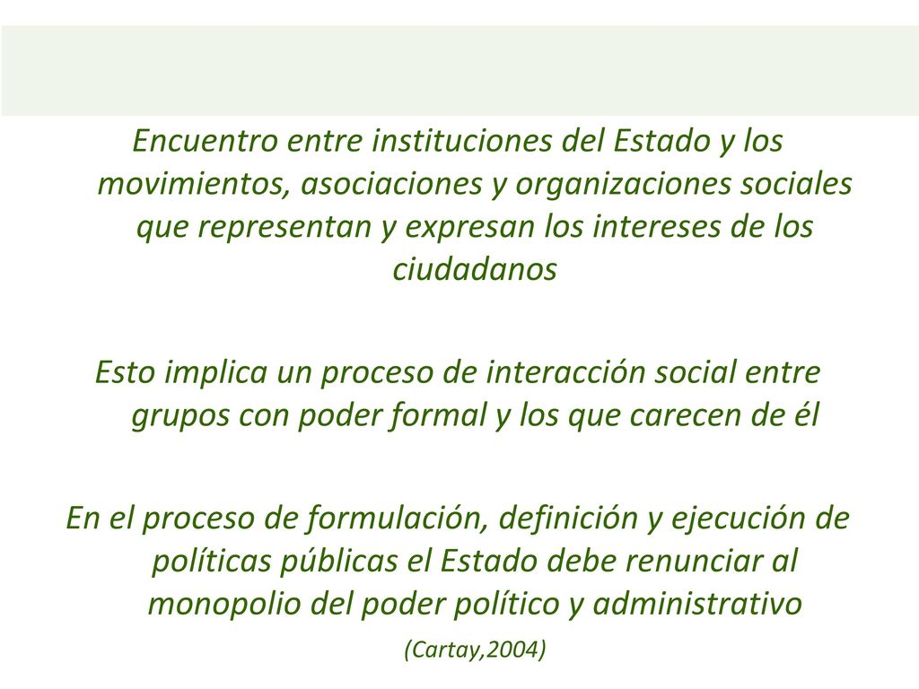 Encuentro entre instituciones del Estado y los movimientos, asociaciones y organizaciones sociales que representan y expresan los intereses de los ciudadanos