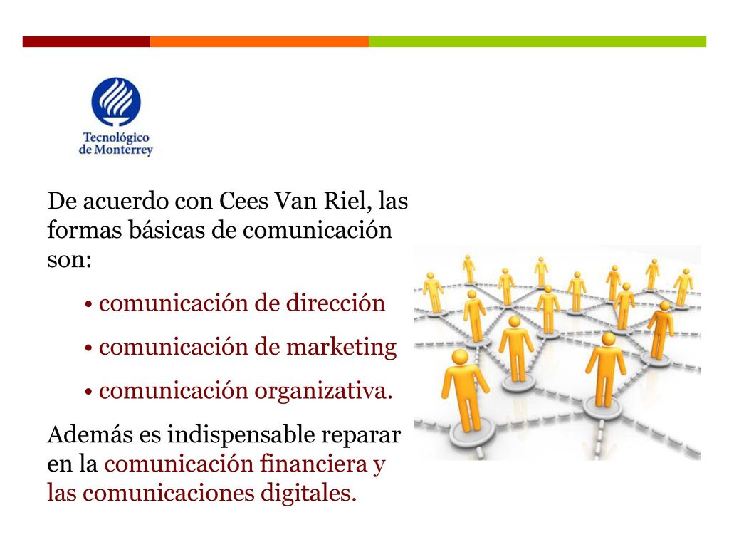 De acuerdo con Cees Van Riel, las formas básicas de comunicación son: