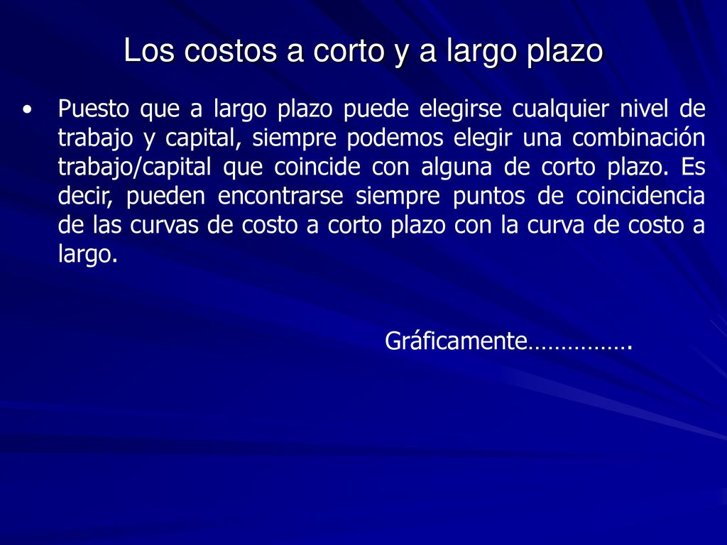 Los costos a corto y a largo plazo