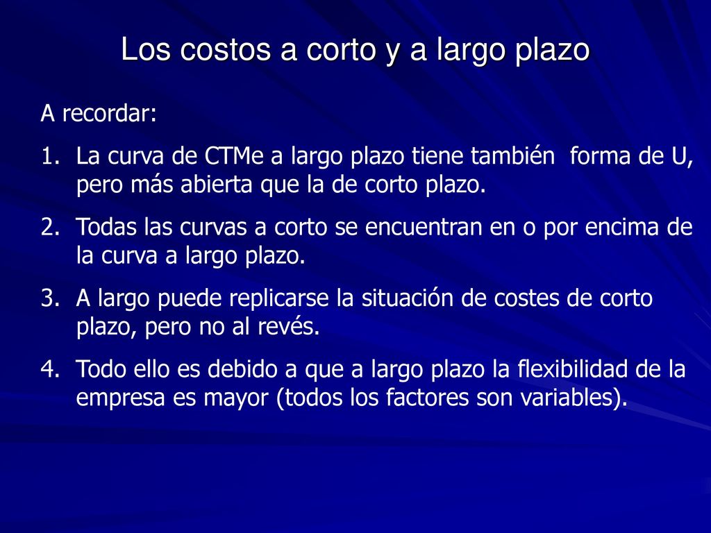 Los costos a corto y a largo plazo