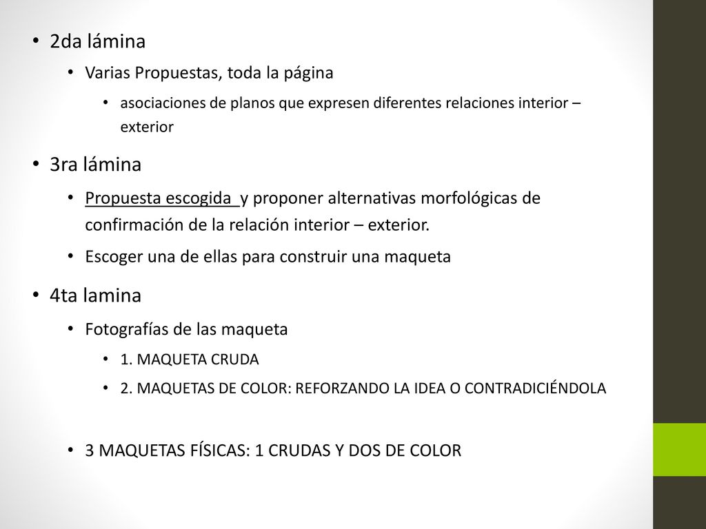 2da lámina 3ra lámina 4ta lamina Varias Propuestas, toda la página