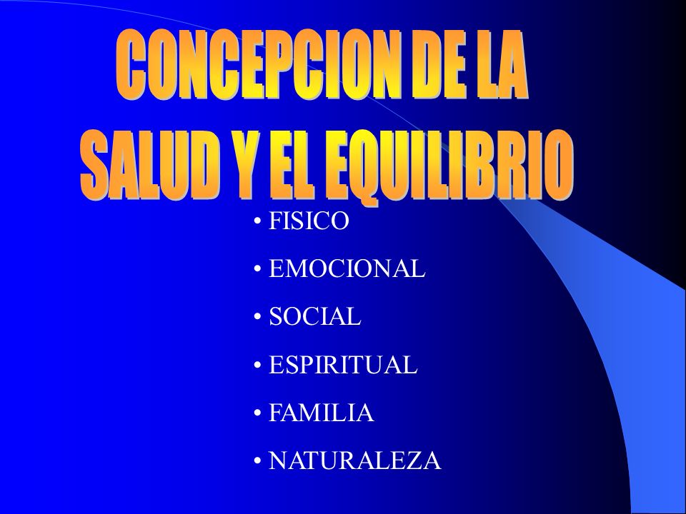CONCEPCION DE LA SALUD Y EL EQUILIBRIO FISICO EMOCIONAL SOCIAL