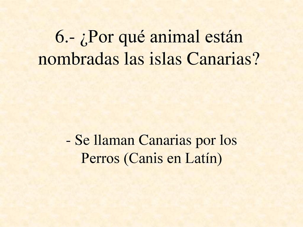 6.- ¿Por qué animal están nombradas las islas Canarias