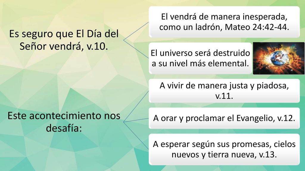 Es seguro que El Día del Señor vendrá, v.10.