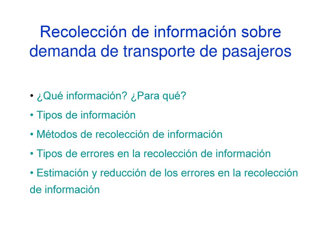 Recolección de información sobre demanda de transporte de pasajeros