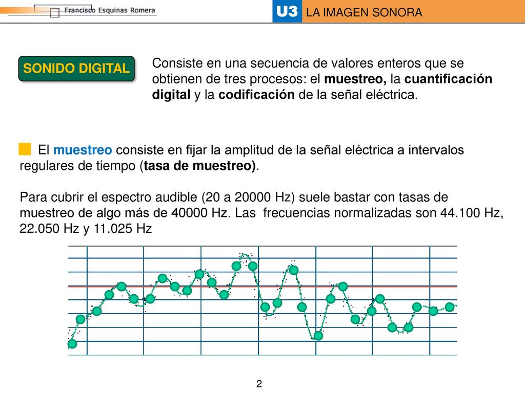 Consiste en una secuencia de valores enteros que se obtienen de tres procesos: el muestreo, la cuantificación digital y la codificación de la señal eléctrica.