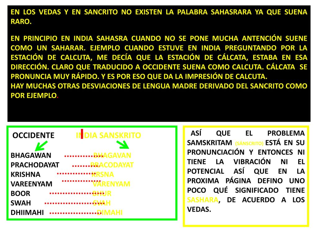 EN LOS VEDAS Y EN SANCRITO NO EXISTEN LA PALABRA SAHASRARA YA QUE SUENA RARO.