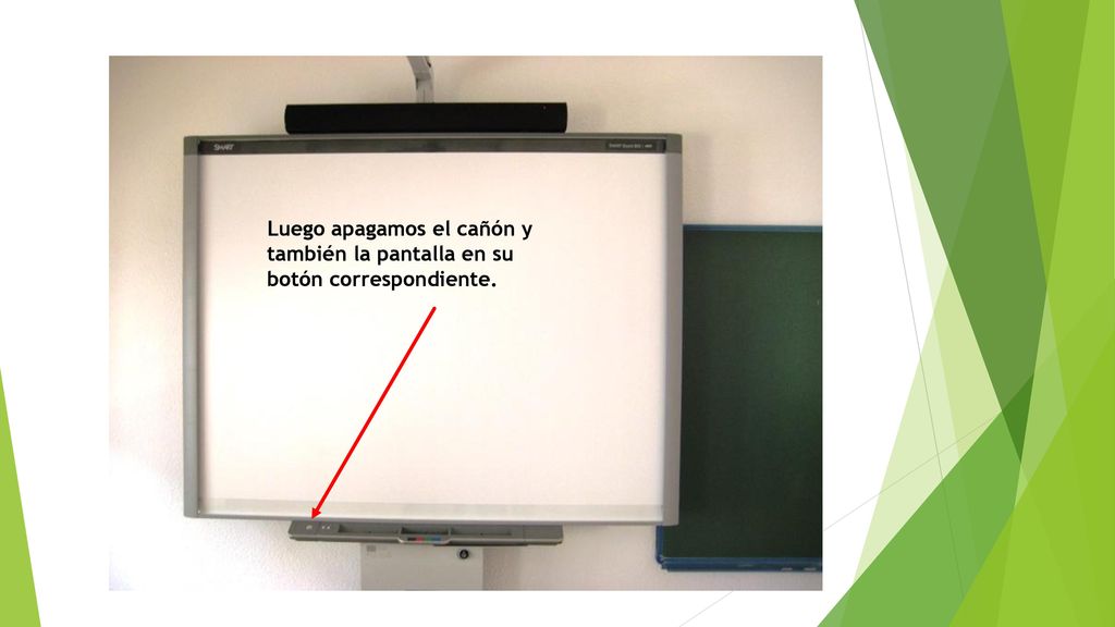 Luego apagamos el cañón y también la pantalla en su botón correspondiente.