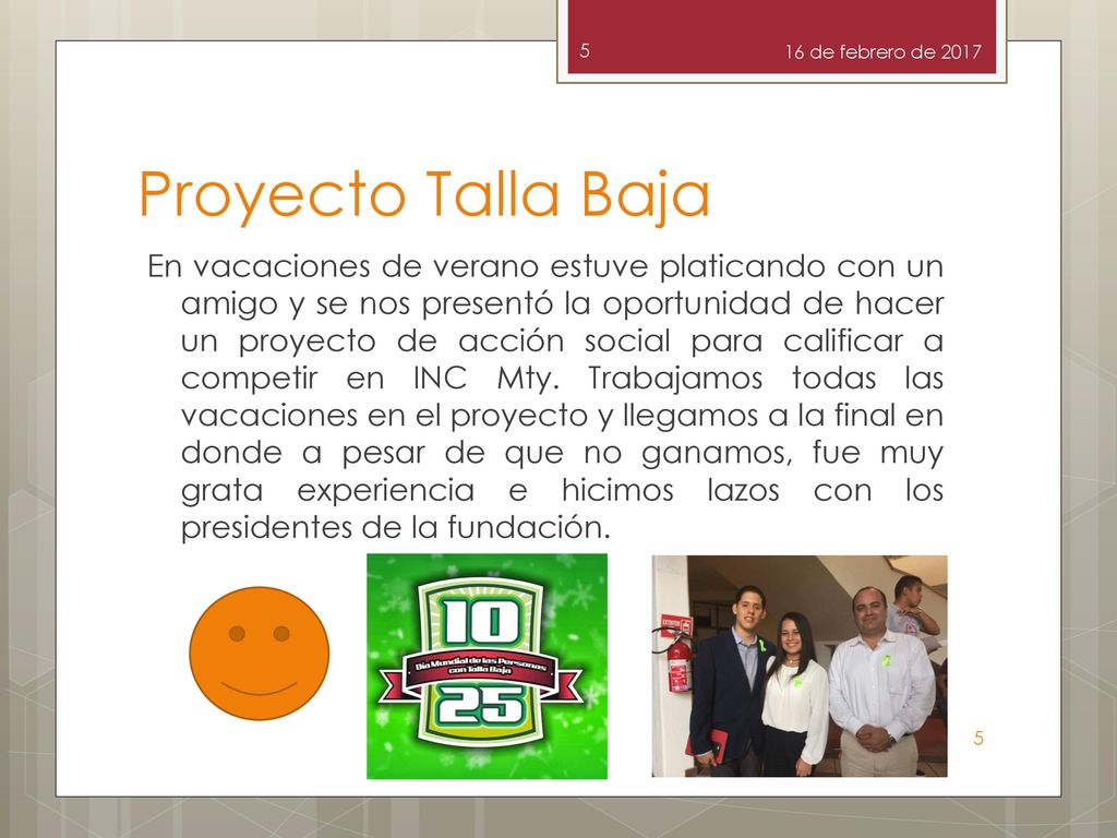 16 de febrero de 2017 Proyecto Talla Baja.