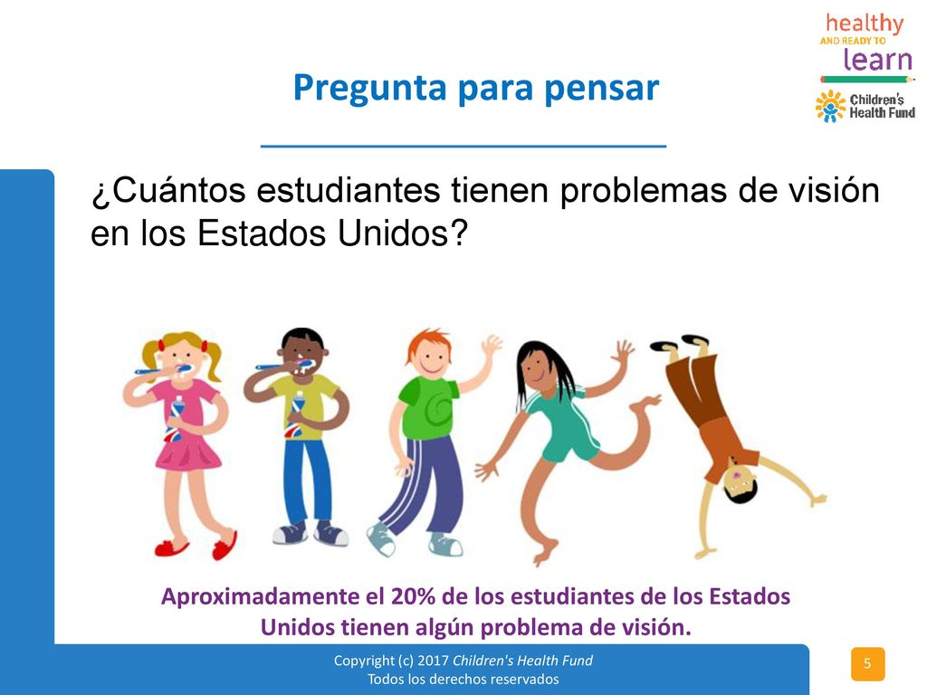 Pregunta para pensar ¿Cuántos estudiantes tienen problemas de visión en los Estados Unidos