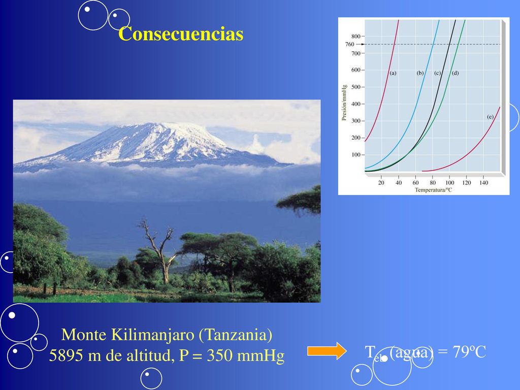 Monte Kilimanjaro (Tanzania) 5895 m de altitud, P = 350 mmHg