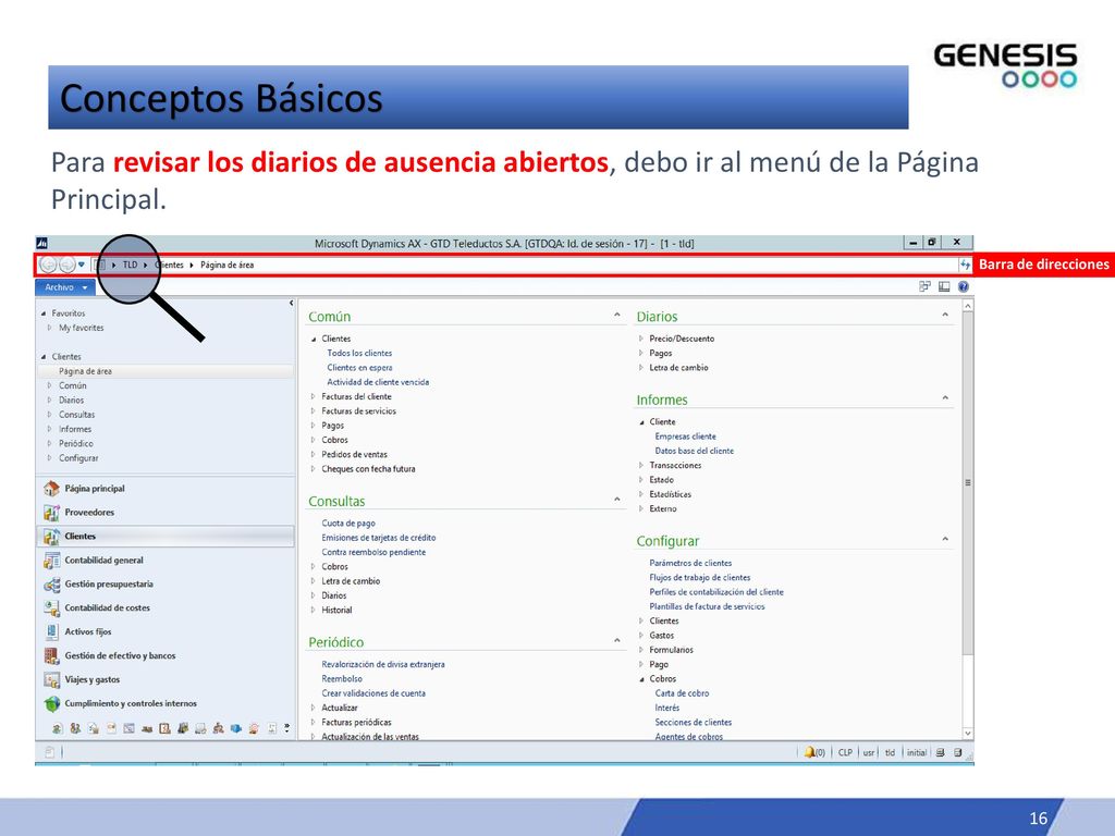 Conceptos Básicos Para revisar los diarios de ausencia abiertos, debo ir al menú de la Página Principal.