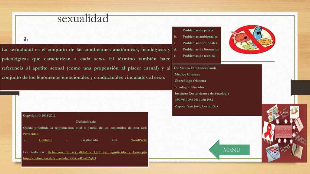 sexualidad Problemas de pareja. Problemas ambientales. Problemas hormonales. Problemas de formacion.