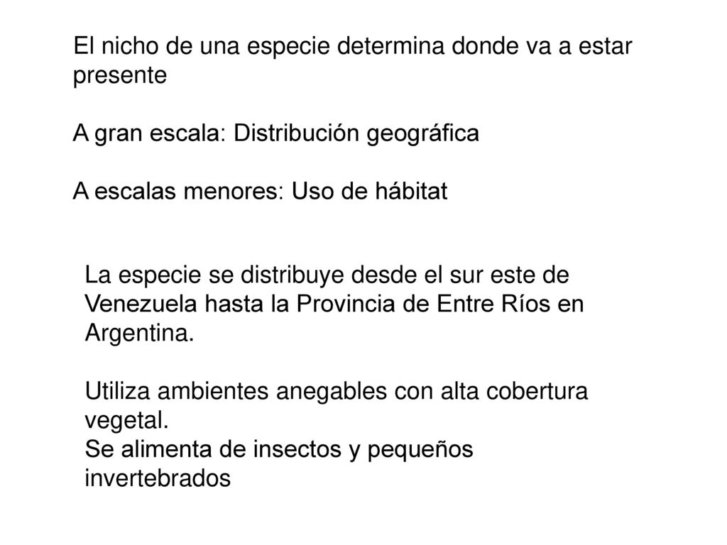 El nicho de una especie determina donde va a estar presente