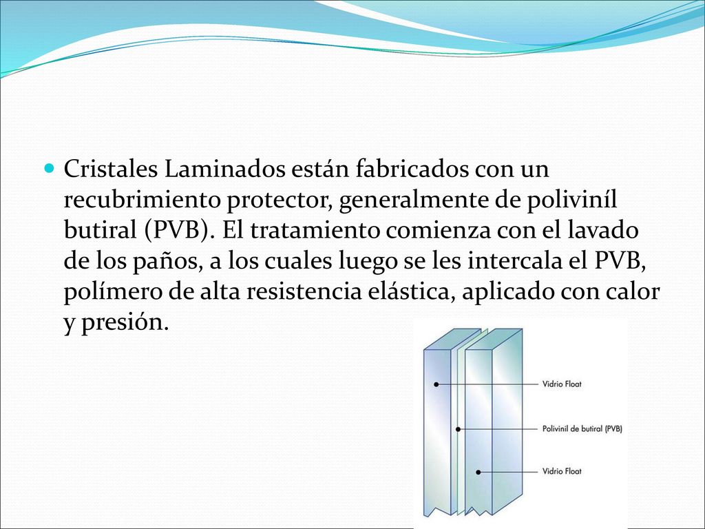 Cristales Laminados están fabricados con un recubrimiento protector, generalmente de poliviníl butiral (PVB).