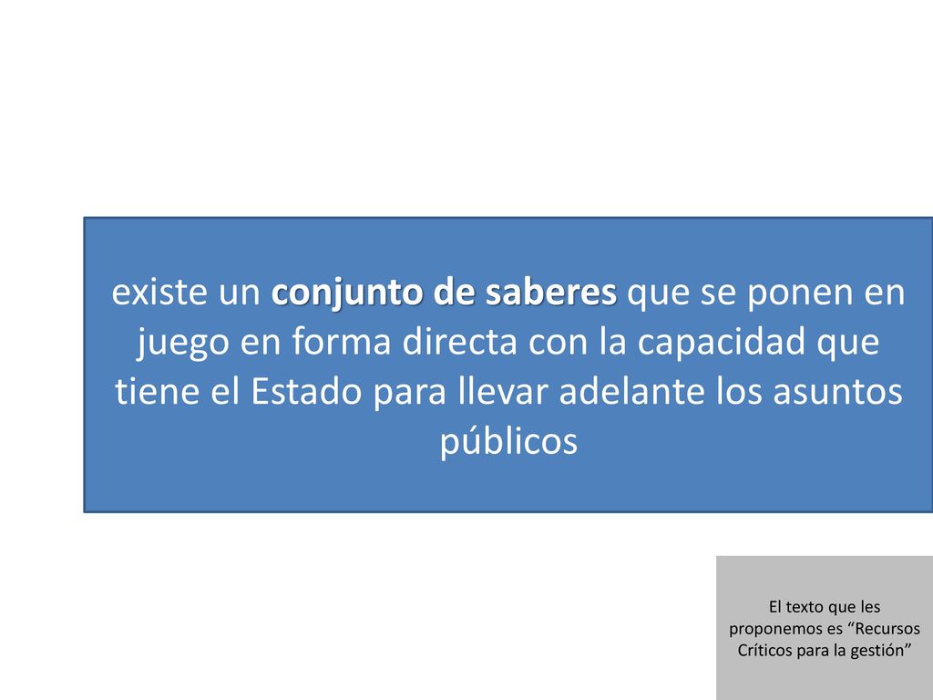 El texto que les proponemos es Recursos Críticos para la gestión