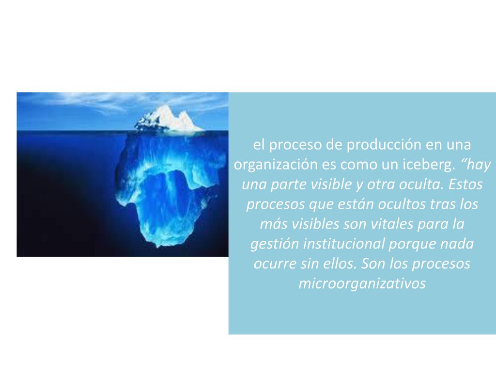 el proceso de producción en una organización es como un iceberg