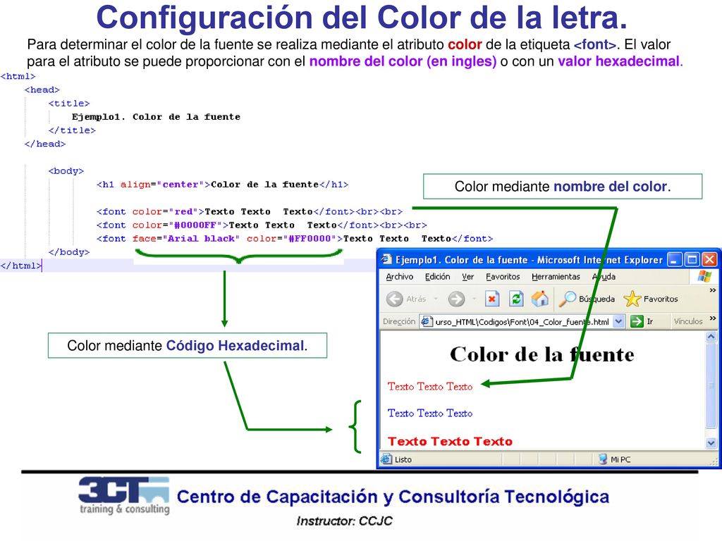 Configuración del Color de la letra.