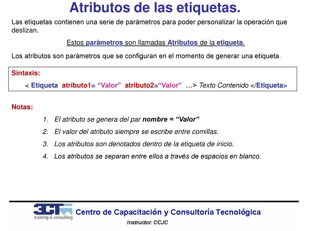 Atributos de las etiquetas.