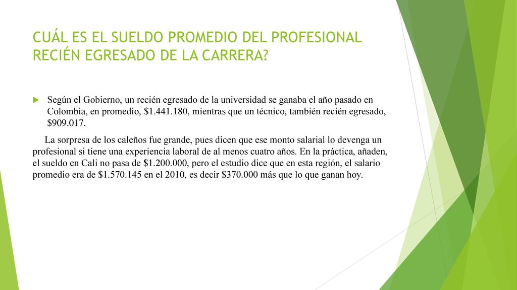 CUÁL ES EL SUELDO PROMEDIO DEL PROFESIONAL RECIÉN EGRESADO DE LA CARRERA