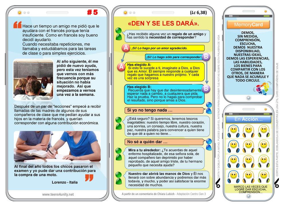 # 5 «DEN Y SE LES DARÁ». A B A B (Lc 6,38) MemoryCard En Acción…