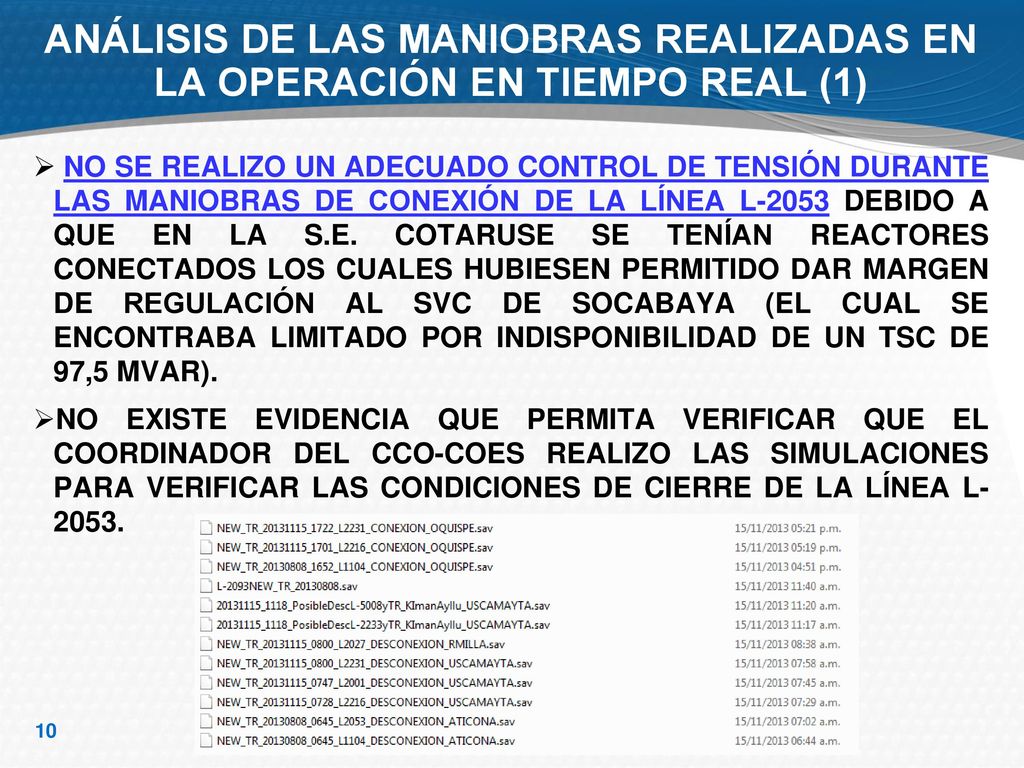 ANÁLISIS DE LAS MANIOBRAS REALIZADAS EN LA OPERACIÓN EN TIEMPO REAL (1)