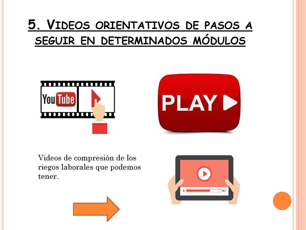 5. Videos orientativos de pasos a seguir en determinados módulos