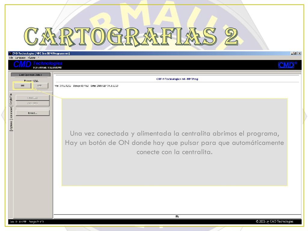 Una vez conectada y alimentada la centralita abrimos el programa,