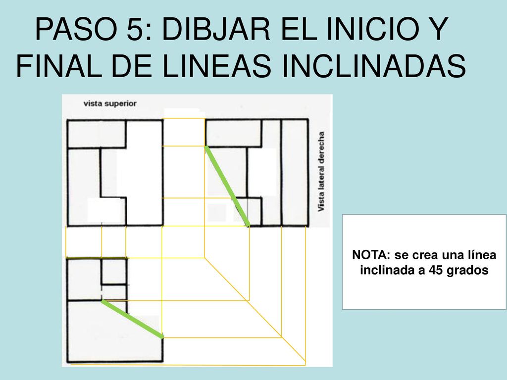 PASO 5: DIBJAR EL INICIO Y FINAL DE LINEAS INCLINADAS