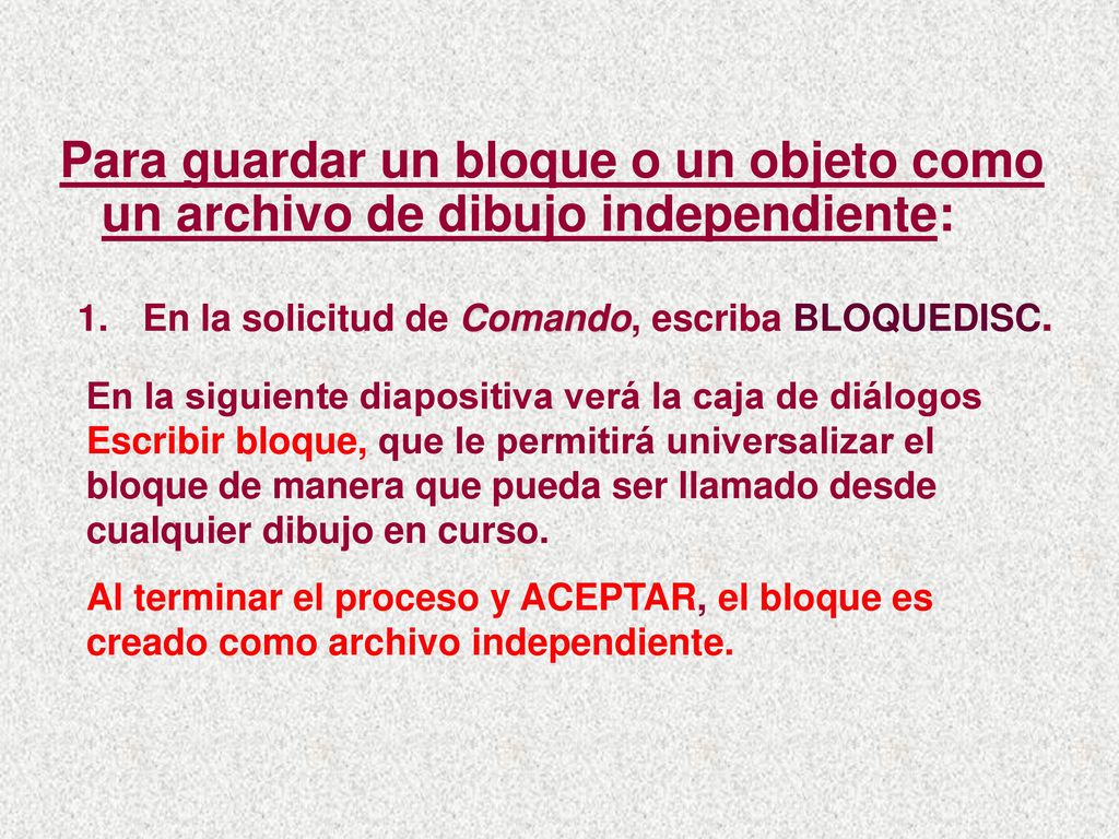 Para guardar un bloque o un objeto como un archivo de dibujo independiente: