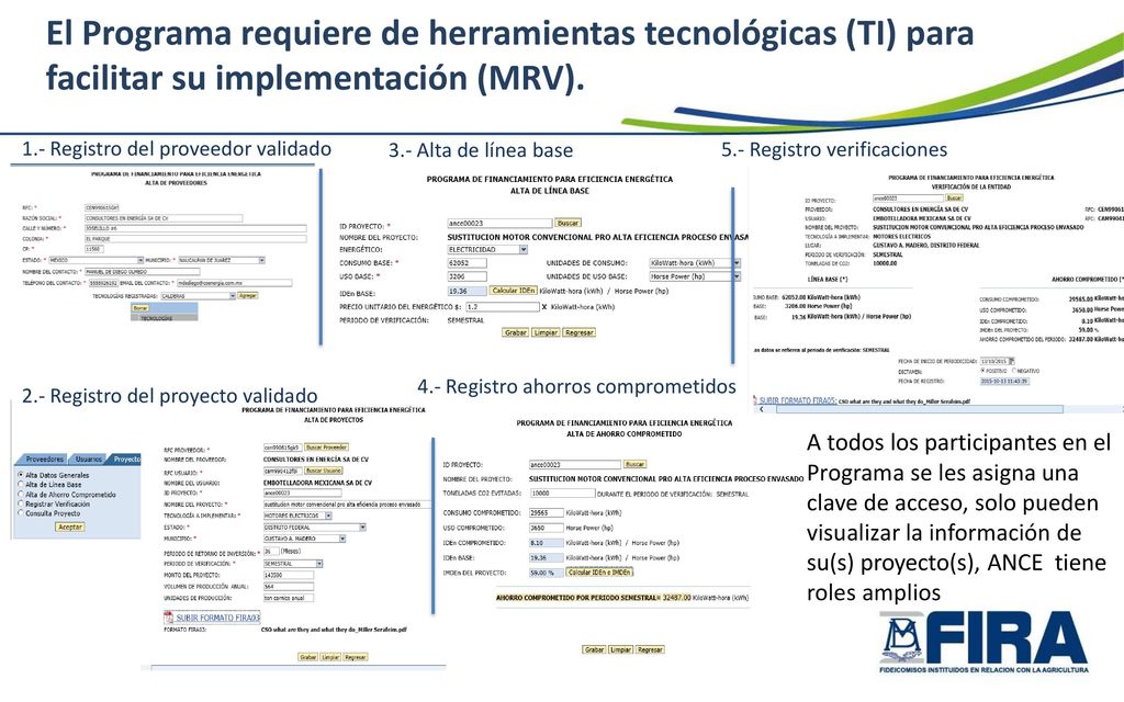 El Programa requiere de herramientas tecnológicas (TI) para facilitar su implementación (MRV).