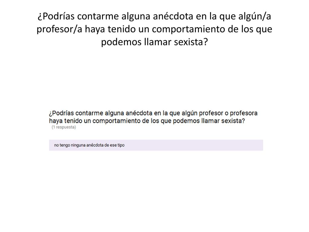 ¿Podrías contarme alguna anécdota en la que algún/a profesor/a haya tenido un comportamiento de los que podemos llamar sexista