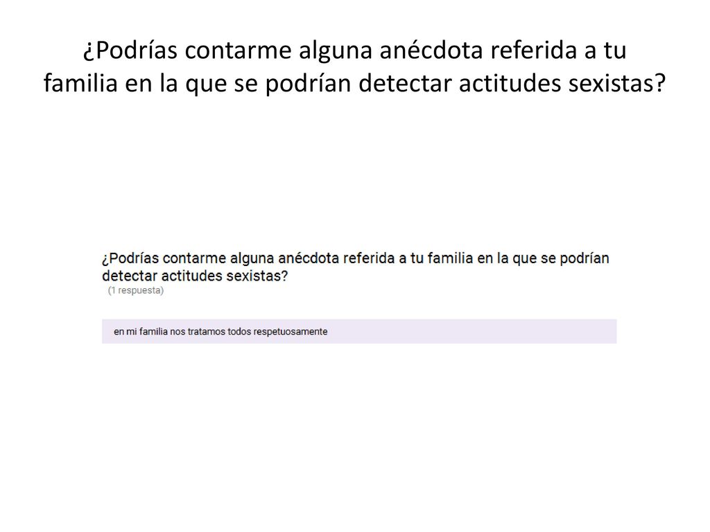 ¿Podrías contarme alguna anécdota referida a tu familia en la que se podrían detectar actitudes sexistas